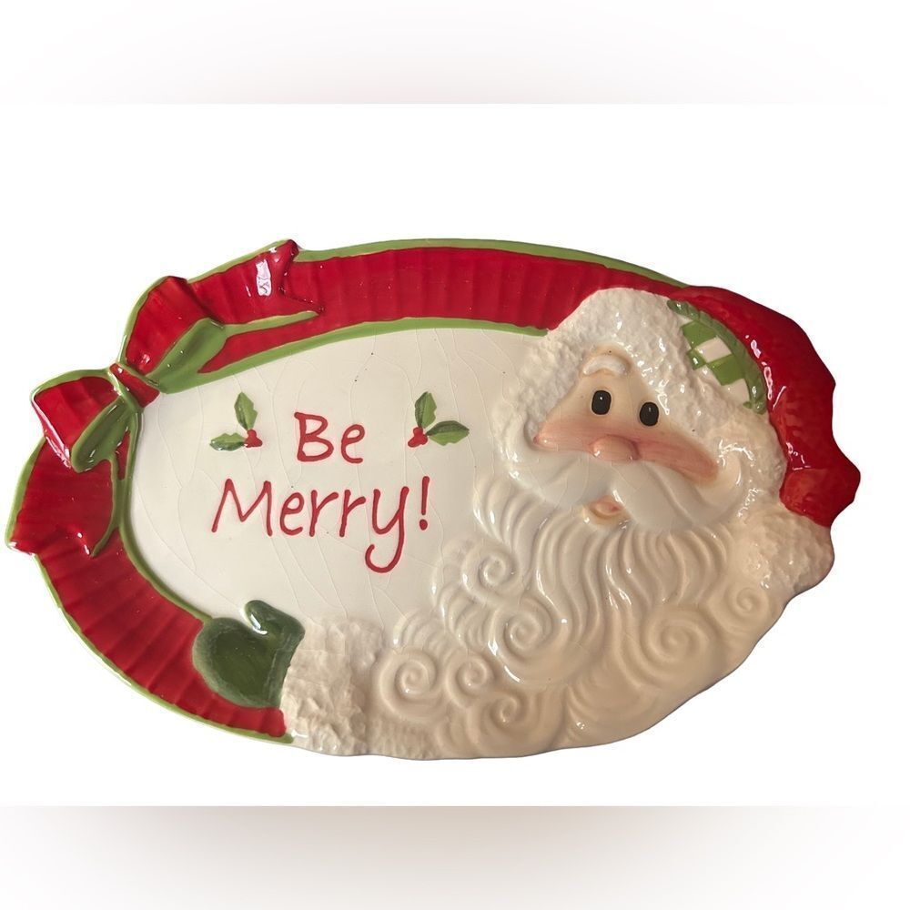 Fitz And Floyd Be Merry Christmas Santa Serving Tray